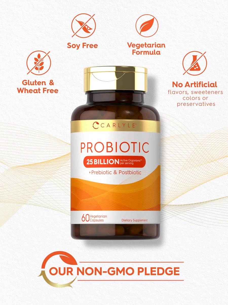 Carlyle Probiotikum mit Präbiotika & Postbiotika | 25 Milliarden KBE | 60 Kapseln | Nahrungsergänzungsmittel für Frauen & Männer | Vegetarisch, Nicht-GVO & Glutenfrei