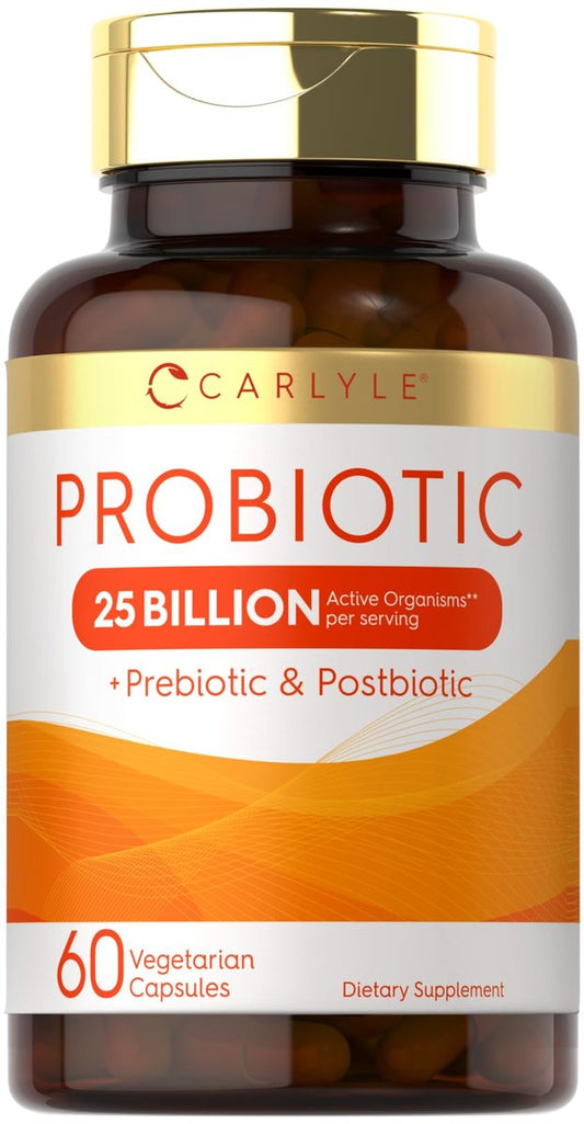 Carlyle Probiotikum mit Präbiotika & Postbiotika | 25 Milliarden KBE | 60 Kapseln | Nahrungsergänzungsmittel für Frauen & Männer | Vegetarisch, Nicht-GVO & Glutenfrei