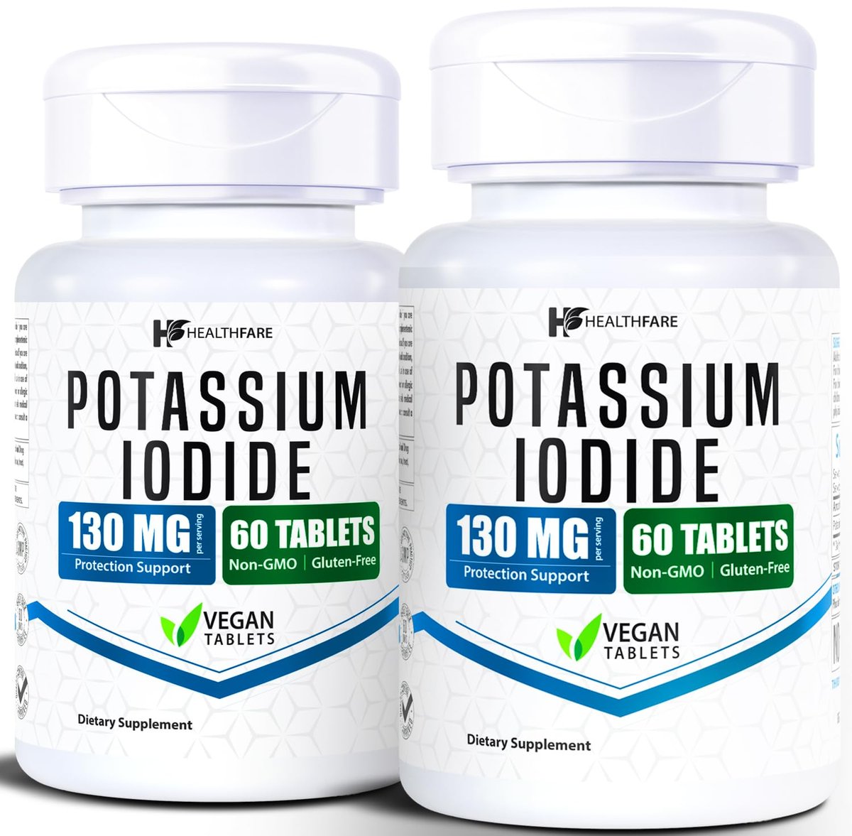 HealthFare Kaliumiodid Tabletten | 130 mg | 120 schnell lösliche Tabletten (2er-Pack) | Ki-Pillen | Lange Haltbarkeit | Nicht-GVO