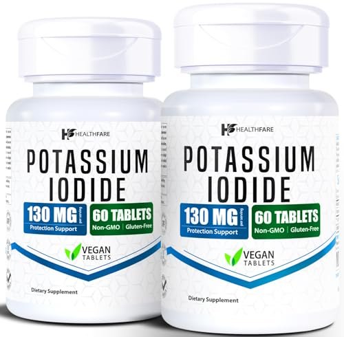 HealthFare Kaliumiodid Tabletten | 130 mg | 120 schnell lösliche Tabletten (2er-Pack) | Ki-Pillen | Lange Haltbarkeit | Nicht-GVO