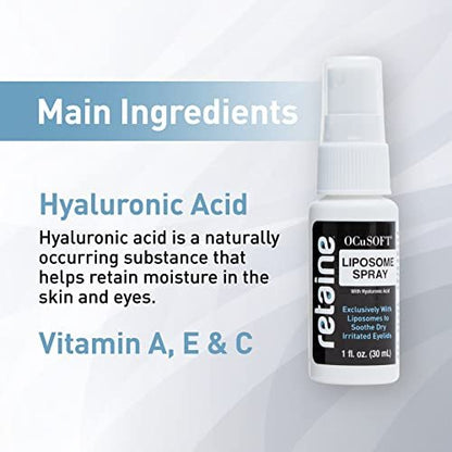 OCuSOFT Retaine Liposome Spray 15 ml – Augenlidspray für gereizte Augenlider bei Blepharitis, trockenen Augen und Meibom-Drüsen-Dysfunktion