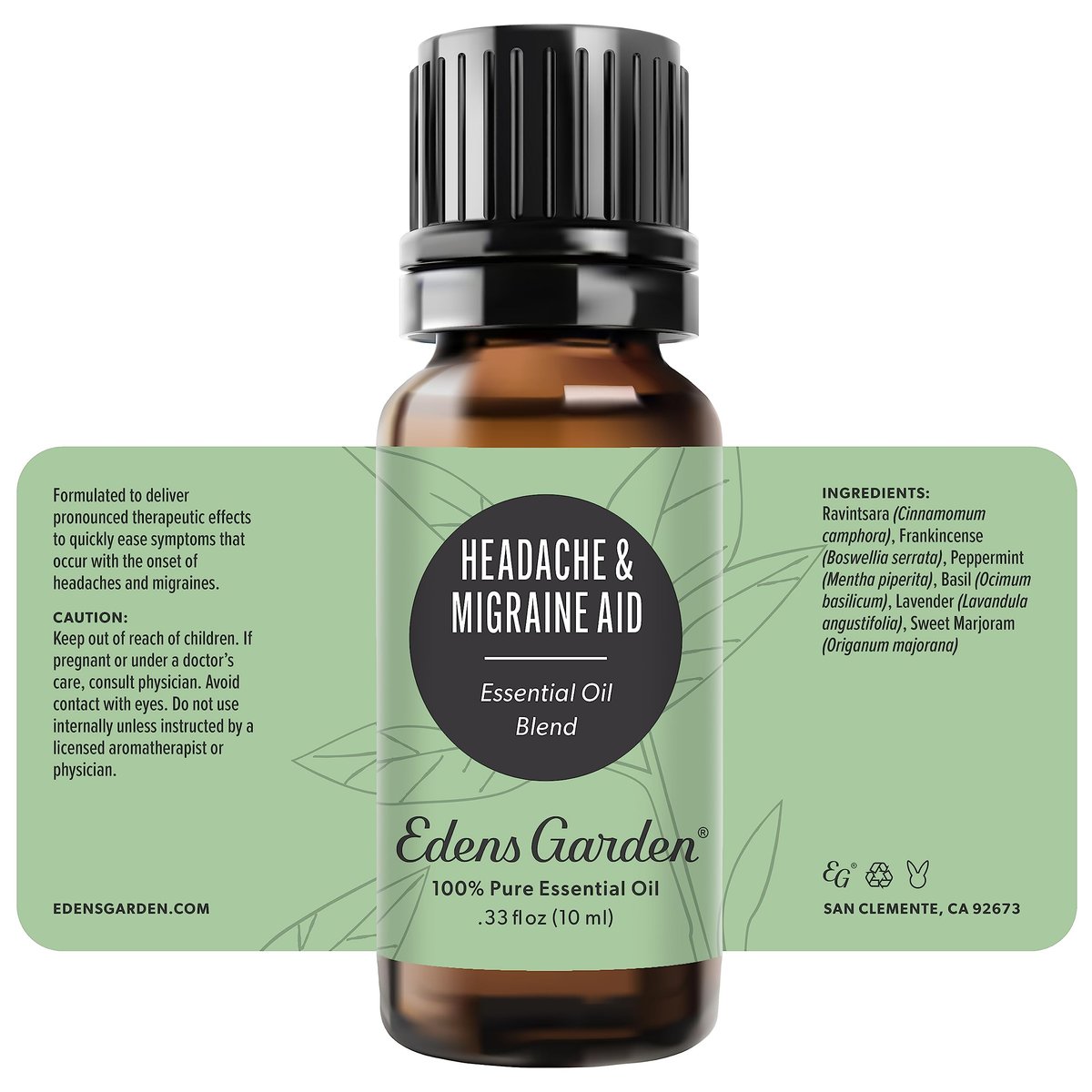Edens Garden Kopfschmerz & Migräne Hilfe ätherisches Öl Blend – 100% reine Premiumqualität, unverdünnt, natürlich, therapeutisch, Aromatherapie, am besten für Diffuser, Haut, Luftbefeuchter, Gesicht 10 ml (0,33 fl oz)