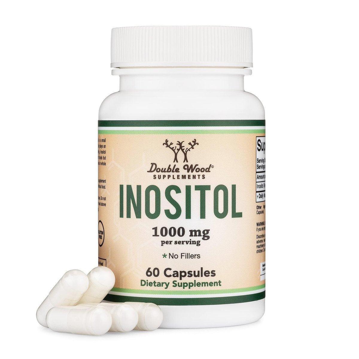 Inositol Kapseln (Myo-Inositol) 1000 mg – Frauenunterstützung, 60 Kapseln, vegan, glutenfrei, ohne Füllstoffe von Double Wood