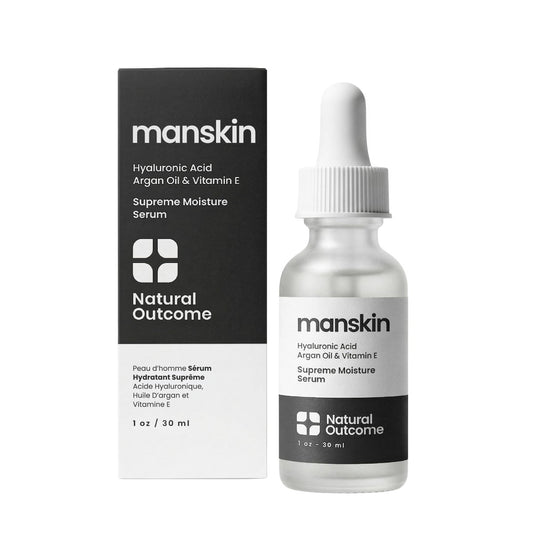 Natural Outcome Man Skin Supreme Moisture Serum – Anti-Aging Tages- und Nachtgesichtsserum für Männer mit Hyaluronsäure, Arganöl und Vitamin E