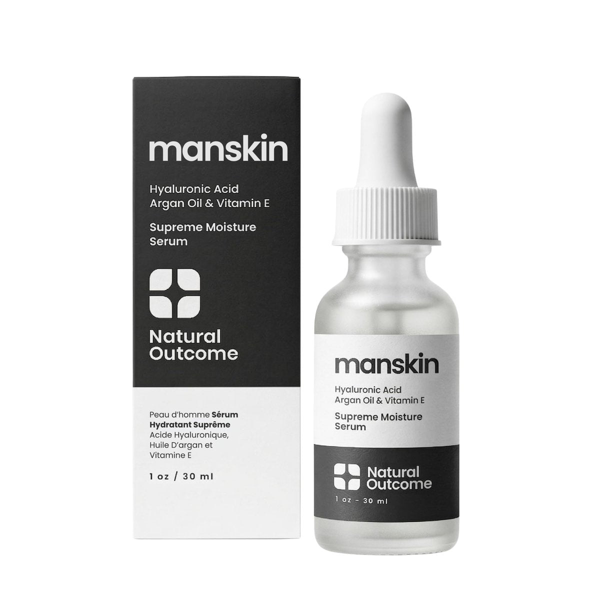 Natural Outcome Man Skin Supreme Moisture Serum – Anti-Aging Tages- und Nachtgesichtsserum für Männer mit Hyaluronsäure, Arganöl und Vitamin E
