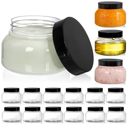 Yarlung 16er-Pack 8 oz Plastikbehälter mit Deckel, klare Körperpeeling-Behälter, leere nachfüllbare Behälter, runde Probenbehälter für Make-up, Bodybutter, Cremes, Slime, Reiseaufbewahrung