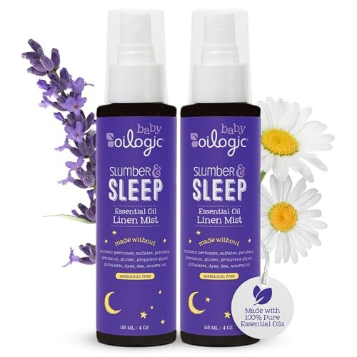 Oilogic Schlaf & Ruhe Spray für Babys & Kleinkinder – Aromatherapie-Wäschespray mit 100% reinen ätherischen Ölen für Schlaf, Komfort & Wohlbefinden – pädiatrisch getestete Baby-Essentials für die Schlafenszeit, 2er-Pack