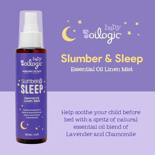 Oilogic Schlaf & Ruhe Spray für Babys & Kleinkinder – Aromatherapie-Wäschespray mit 100% reinen ätherischen Ölen für Schlaf, Komfort & Wohlbefinden – pädiatrisch getestete Baby-Essentials für die Schlafenszeit, 2er-Pack