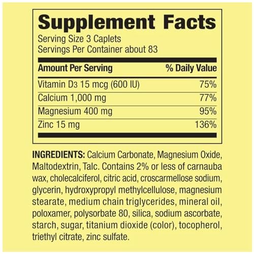 Calcium Magnesium Zinc mit Vitamin D3 | 600 mg Calcium + Magnesium + Zink | Nahrungsergänzungsmittel | 250 Kapseln | STS Home