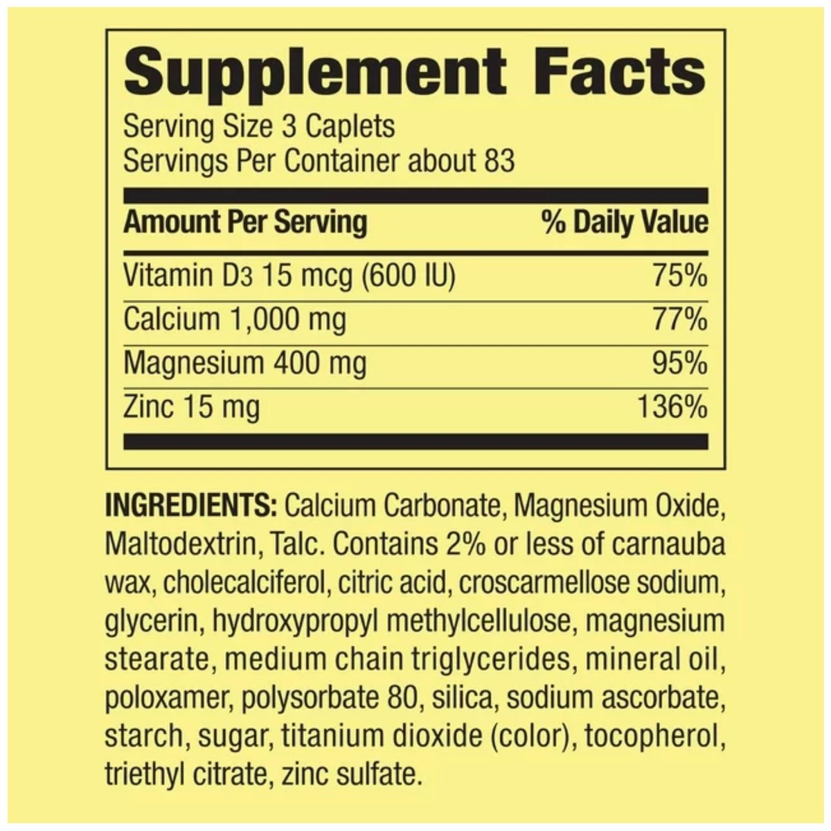Calcium Magnesium Zinc mit Vitamin D3 | 600 mg Calcium + Magnesium + Zink | Nahrungsergänzungsmittel | 250 Kapseln | STS Home