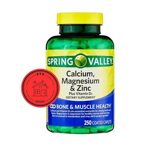 Calcium Magnesium Zinc mit Vitamin D3 | 600 mg Calcium + Magnesium + Zink | Nahrungsergänzungsmittel | 250 Kapseln | STS Home