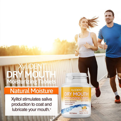 Nature's Stance XyliDENT Xylitol Lutschtabletten für Mundtrockenheit - stimuliert Speichelfluss, erfrischt den Atem, reduziert Säureproduktion, schnelle Linderung, 100 Stück (Orange)