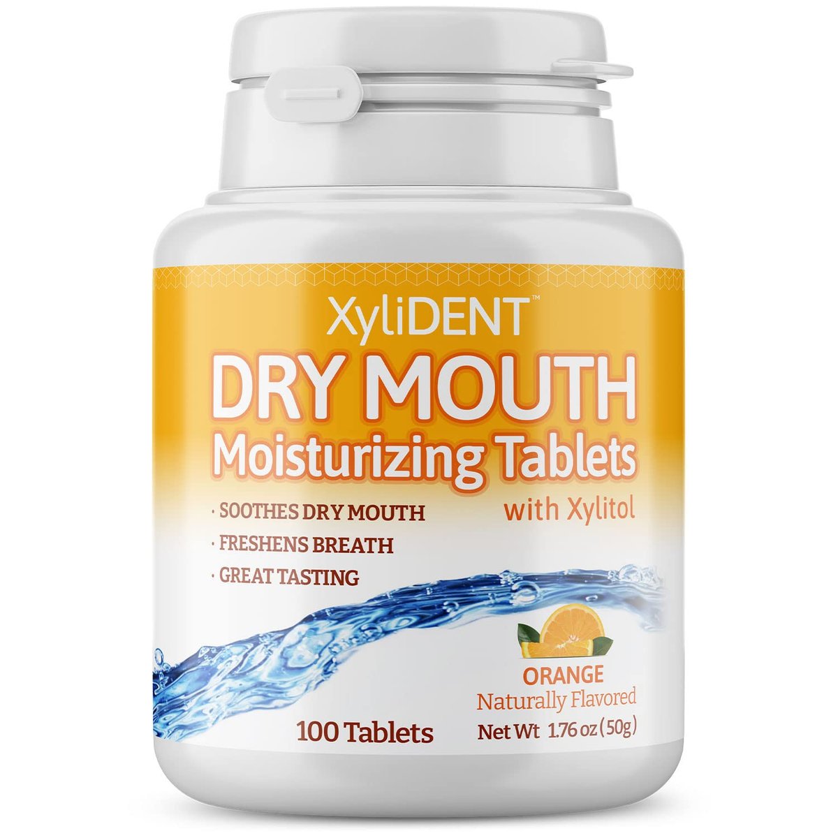 Nature's Stance XyliDENT Xylitol Lutschtabletten für Mundtrockenheit - stimuliert Speichelfluss, erfrischt den Atem, reduziert Säureproduktion, schnelle Linderung, 100 Stück (Orange)