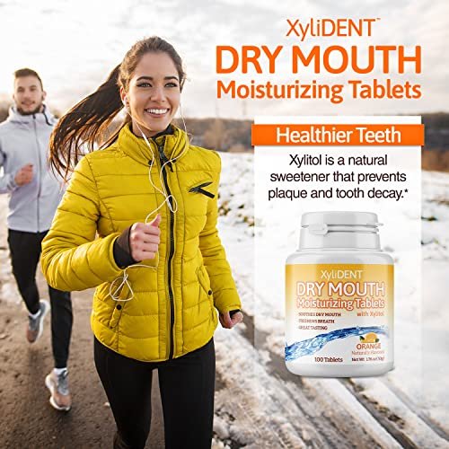 Nature's Stance XyliDENT Xylitol Lutschtabletten für Mundtrockenheit - stimuliert Speichelfluss, erfrischt den Atem, reduziert Säureproduktion, schnelle Linderung, 100 Stück (Orange)