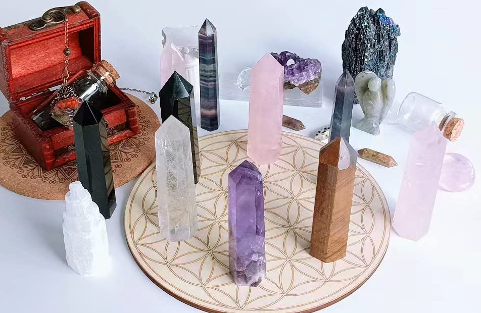 LAIDANLA Klarer Quarz Heilungskristall Zauberstab 3,5-4 Zoll Polierter natürlicher Reiki-Energie-Wunderstein, sechseckiger Punkt, großer Kristall-Edelstein für Meditationstherapie, Kristallgitter-Dekoration, 1 Stück