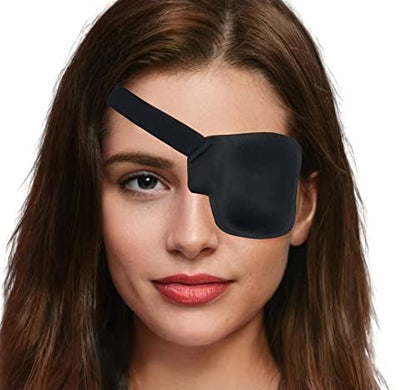 Vandorla Augenklappe für Erwachsene und Kinder, 2 Stück 3D Augenklappe Schwarz, Verstellbare medizinische Augenklappe für Amblyopie, Schielen und nach Operationen (Linkes Auge - Schwarz, 1 Packung mit 2)