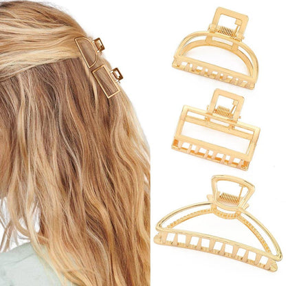 Brinie Metall Krallen Haarclips Set - Gold mittelgroß, rutschfest, für Frauen und Mädchen (3er-Pack)