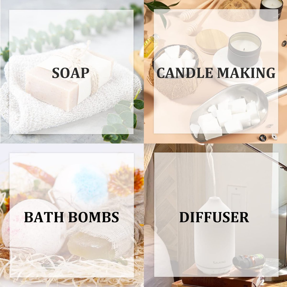 SALKING Frühlingsduft-Öle Set – Premium Bio-Öle für Diffuser, Seifen- & Kerzenherstellung – Nach Regen, Frisch gemähtes Gras, Duftwicke, Rosen-Geranie, Kirschblüte, Gardenie
