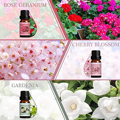 SALKING Frühlingsduft-Öle Set – Premium Bio-Öle für Diffuser, Seifen- & Kerzenherstellung – Nach Regen, Frisch gemähtes Gras, Duftwicke, Rosen-Geranie, Kirschblüte, Gardenie