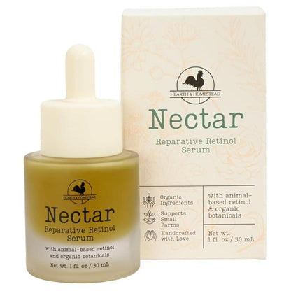 Hearth & Homestead Serum – Nectar Natural Retinol mit fermentiertem Lebertran, grasgefüttertem Talg und Emu-Öl – nährstoffreiches Gesichtsöl für glatte, gesunde Haut – 30 ml
