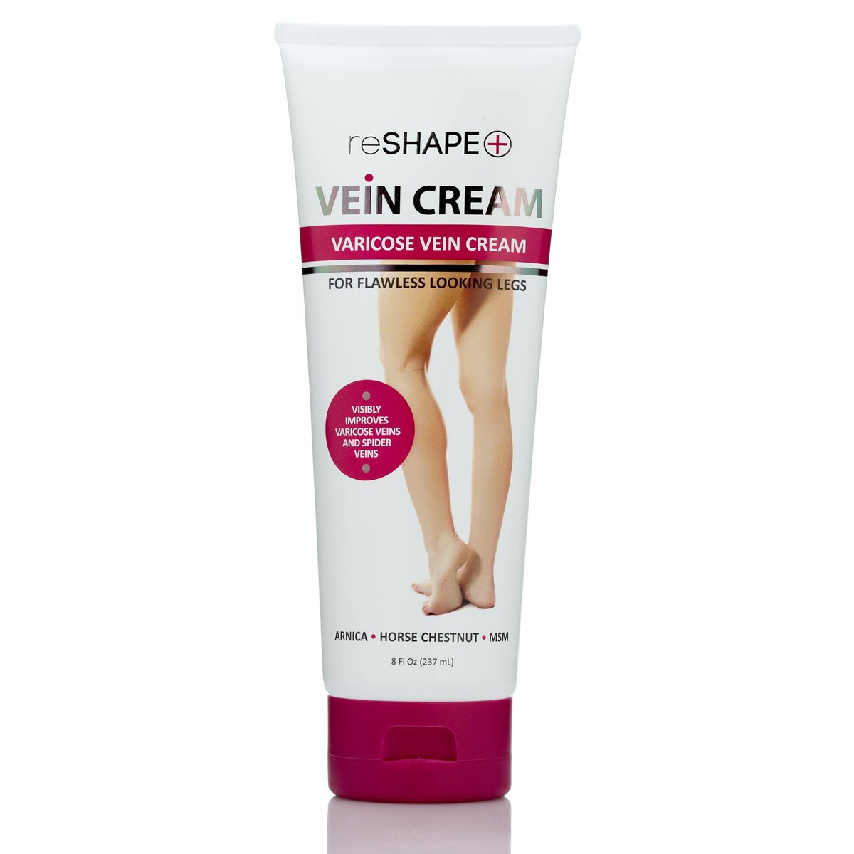 Reshape+ Krampfader- & Venenpflege-Creme mit Kollagen, Arnika & Rosskastanie - Sichtbare Reduzierung von Krampfadern, Blutergüssen & Besenreisern, Venenpflege-Lotion für Beine & Körper, 237 ml