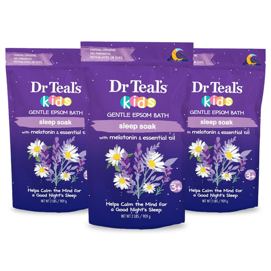 Dr Teal's Kinder Badesalz mit Melatonin & ätherischen Ölen – Schlafbad, 2 kg (3er-Pack)
