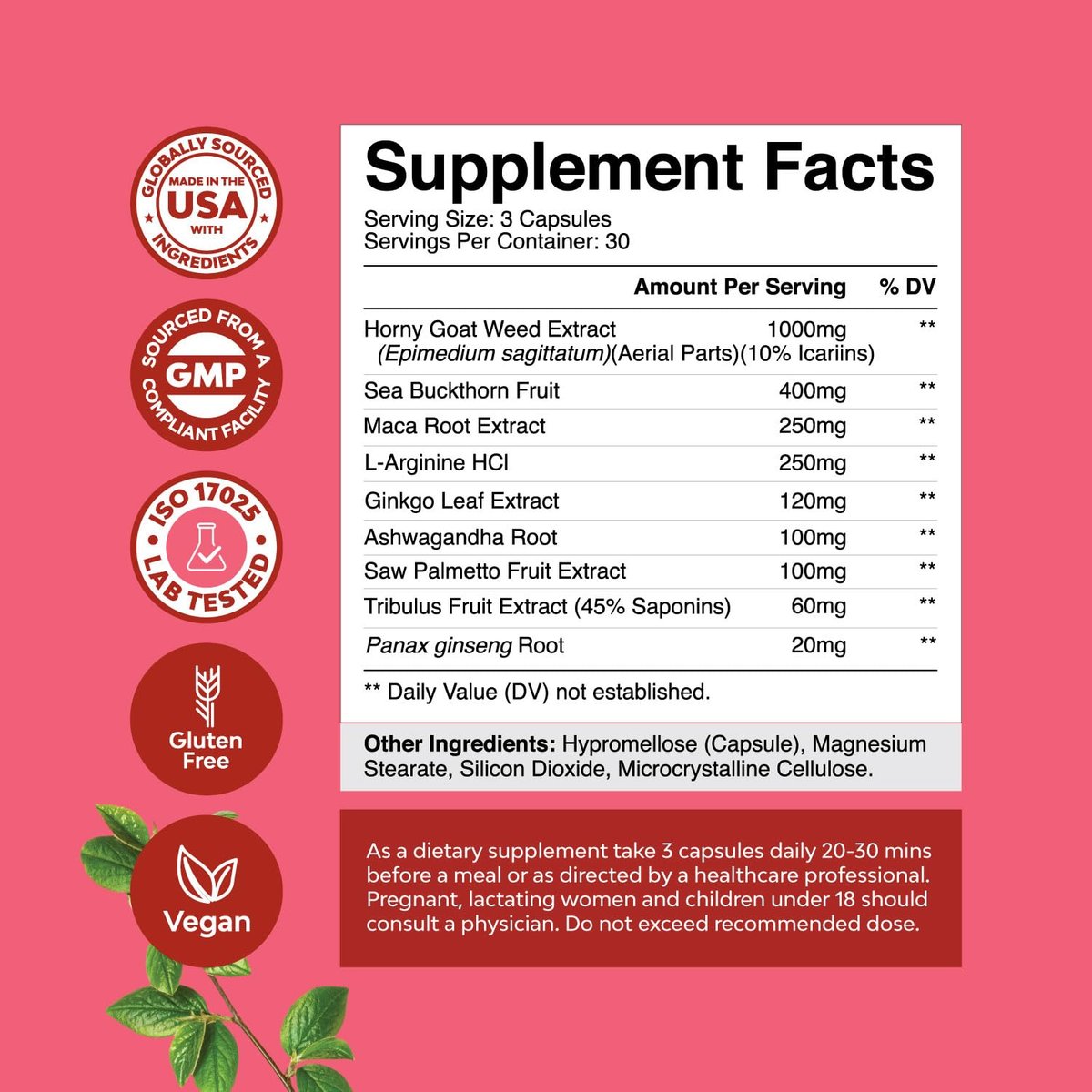 Horny Goat Weed für Frauen – Pflanzliches Hormon-Gleichgewicht, Stimmungsunterstützung & allgemeines Wohlbefinden – mit Maca-Wurzel & Tribulus Terrestris – 90 Kapseln