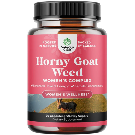 Horny Goat Weed für Frauen – Pflanzliches Hormon-Gleichgewicht, Stimmungsunterstützung & allgemeines Wohlbefinden – mit Maca-Wurzel & Tribulus Terrestris – 90 Kapseln