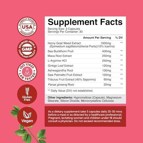 Horny Goat Weed für Frauen – Pflanzliches Hormon-Gleichgewicht, Stimmungsunterstützung & allgemeines Wohlbefinden – mit Maca-Wurzel & Tribulus Terrestris – 90 Kapseln