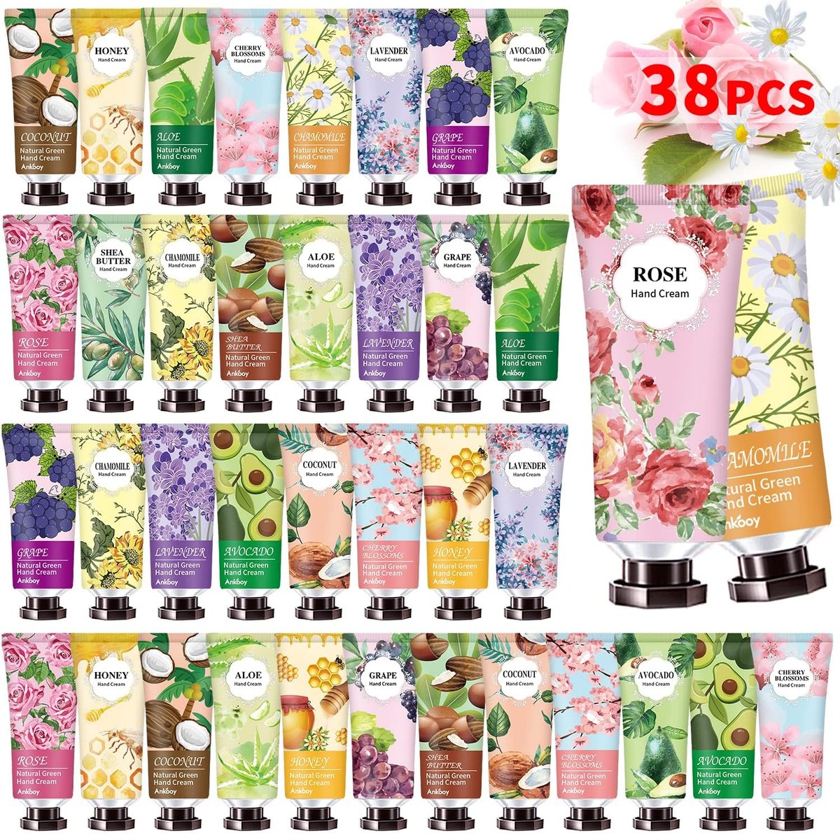 INALIER 38er Pack Handcreme Bulk – Geschenke zum Muttertag, Mini Reisegröße Handlotion für trockene, rissige Hände – ideal für Frauen, Teenager, Kollegen, Lehrer, Krankenschwestern