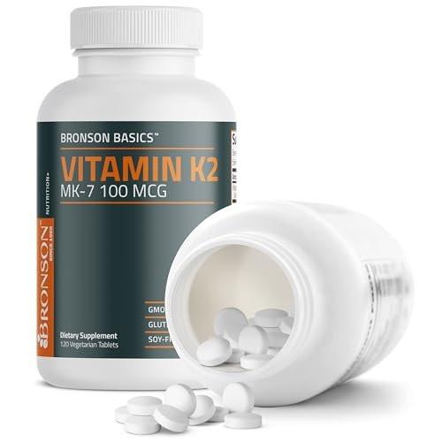 Bronson Vitamin K2 MK-7 100 MCG – Knochenunterstützung, MK7 Menaquinon, Non-GMO, 120 Tabletten