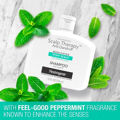 Neutrogena Scalp Therapy Anti-Schuppen Shampoo bei juckender Kopfhaut, 2,5 % Salicylsäure mit Pfefferminzduft, 355 ml
