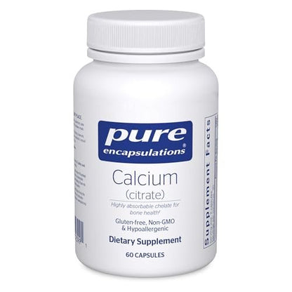 Pure Encapsulations Calcium (Citrat) – Hochwertiges Calciumcitrat für Knochen, Zähne, Darm und Herz-Kreislauf-Unterstützung* – 60 Kapseln