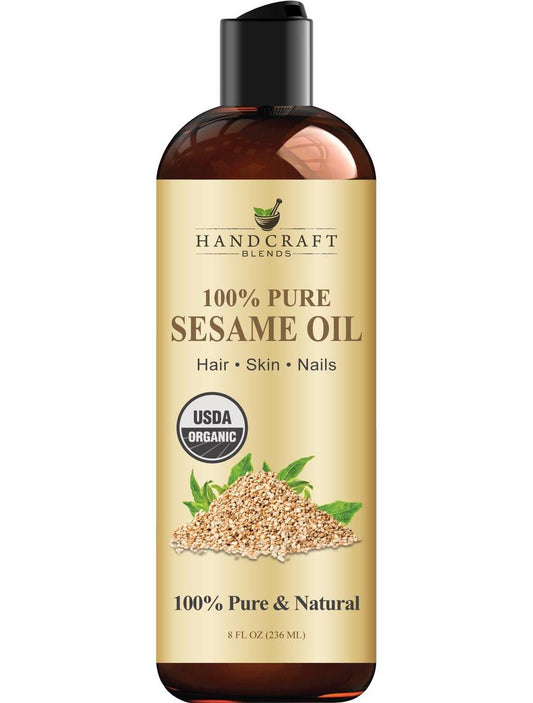 Handcraft Blends Bio Sesamöl – 8 Fl Oz – 100 % rein und natürlich – Premium Trägeröl für Haut und Haar – Kaltgepresst und hexanfrei