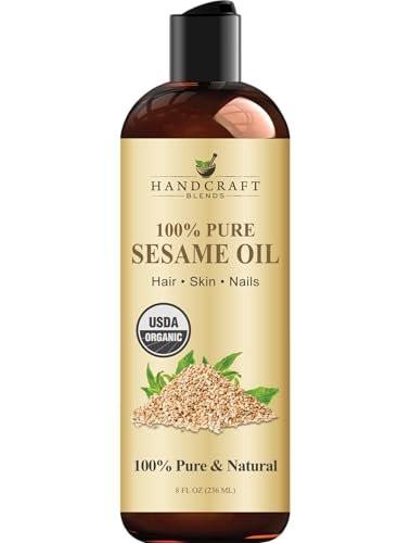 Handcraft Blends Bio Sesamöl – 8 Fl Oz – 100 % rein und natürlich – Premium Trägeröl für Haut und Haar – Kaltgepresst und hexanfrei