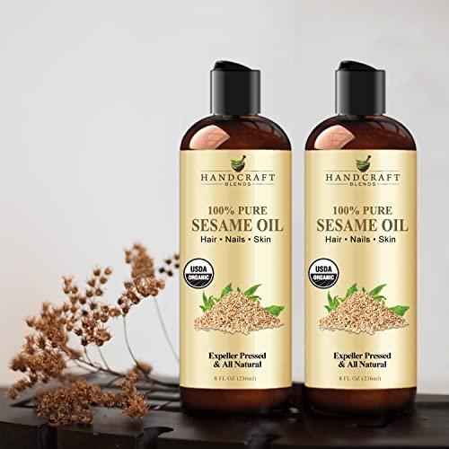 Handcraft Blends Bio Sesamöl – 8 Fl Oz – 100 % rein und natürlich – Premium Trägeröl für Haut und Haar – Kaltgepresst und hexanfrei