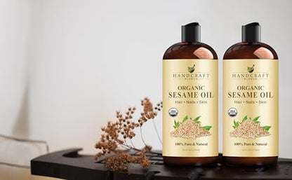Handcraft Blends Bio Sesamöl – 16 Fl Oz – 100 % rein und natürlich – Premium Trägeröl für Haut und Haar – Kaltgepresst und hexanfrei