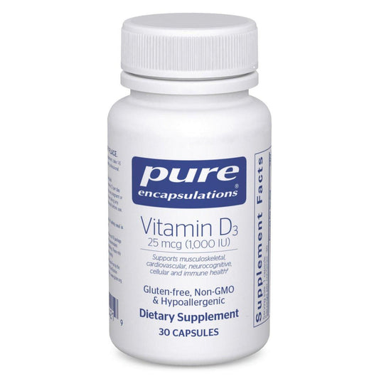 Pure Encapsulations Vitamin D3 25 µg (1.000 IE) – Nahrungsergänzungsmittel für Knochen-, Gelenk-, Brust-, Herz-, Darm- und Immununterstützung* – mit Premium Vitamin D – 30 Kapseln