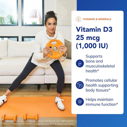 Pure Encapsulations Vitamin D3 25 µg (1.000 IE) – Nahrungsergänzungsmittel für Knochen-, Gelenk-, Brust-, Herz-, Darm- und Immununterstützung* – mit Premium Vitamin D – 30 Kapseln