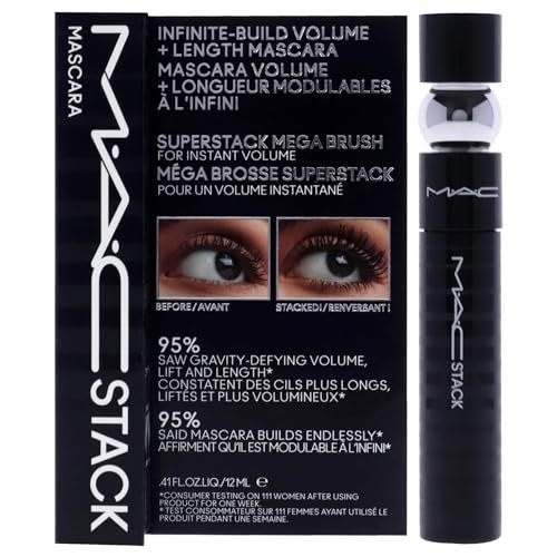 MAC Stack Mascara Superstack Macro Bürste Mascara für Frauen 0,41 oz (Schwarz)
