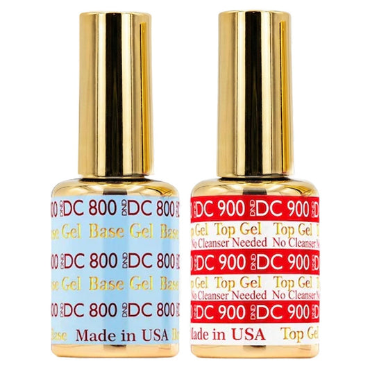 DND DC Base Gel und Top Gel Set ohne Reinigung, UV/LED Gel Base Polish 800 und No Cleanse Top Coat 900, Salonprofessionelles Gel Polish Duo, 0,6 Fl Oz Jede