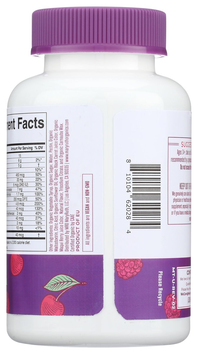 MaryRuth Organics Männer Vitamin Gummibärchen | USDA Bio | Vegan | Tägliche Multivitamine für Immununterstützung | Non-GMO | Glutenfrei | 60 Stück