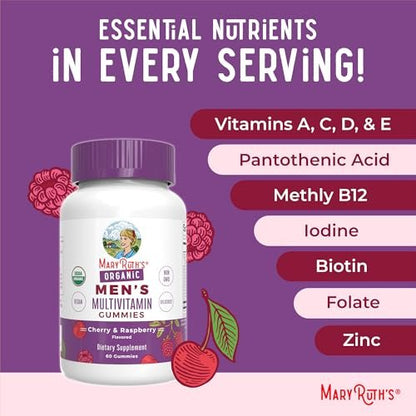 MaryRuth Organics Männer Vitamin Gummibärchen | USDA Bio | Vegan | Tägliche Multivitamine für Immununterstützung | Non-GMO | Glutenfrei | 60 Stück