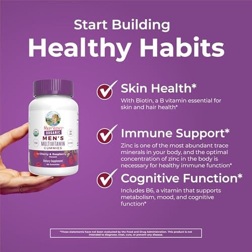 MaryRuth Organics Männer Vitamin Gummibärchen | USDA Bio | Vegan | Tägliche Multivitamine für Immununterstützung | Non-GMO | Glutenfrei | 60 Stück