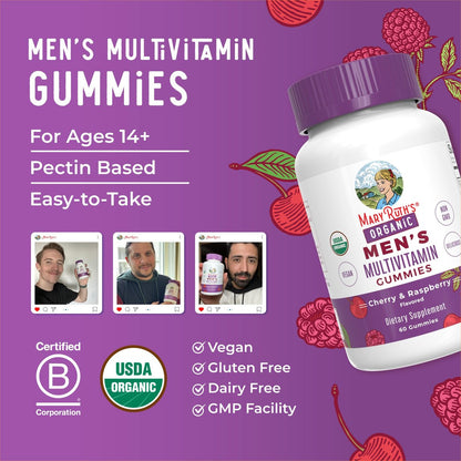 MaryRuth Organics Männer Vitamin Gummibärchen | USDA Bio | Vegan | Tägliche Multivitamine für Immununterstützung | Non-GMO | Glutenfrei | 60 Stück