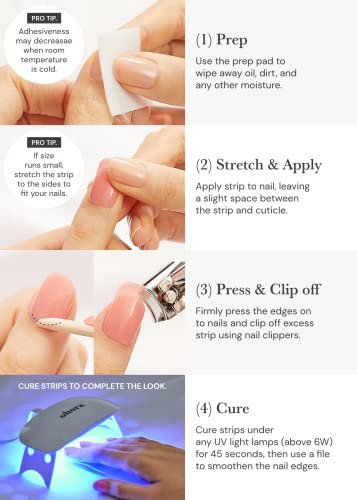 ohora Semi-Gel-Nagelstreifen N Bare Gray – 34-teiliges Set, UV/LED-kompatibel, langanhaltend & salonqualität