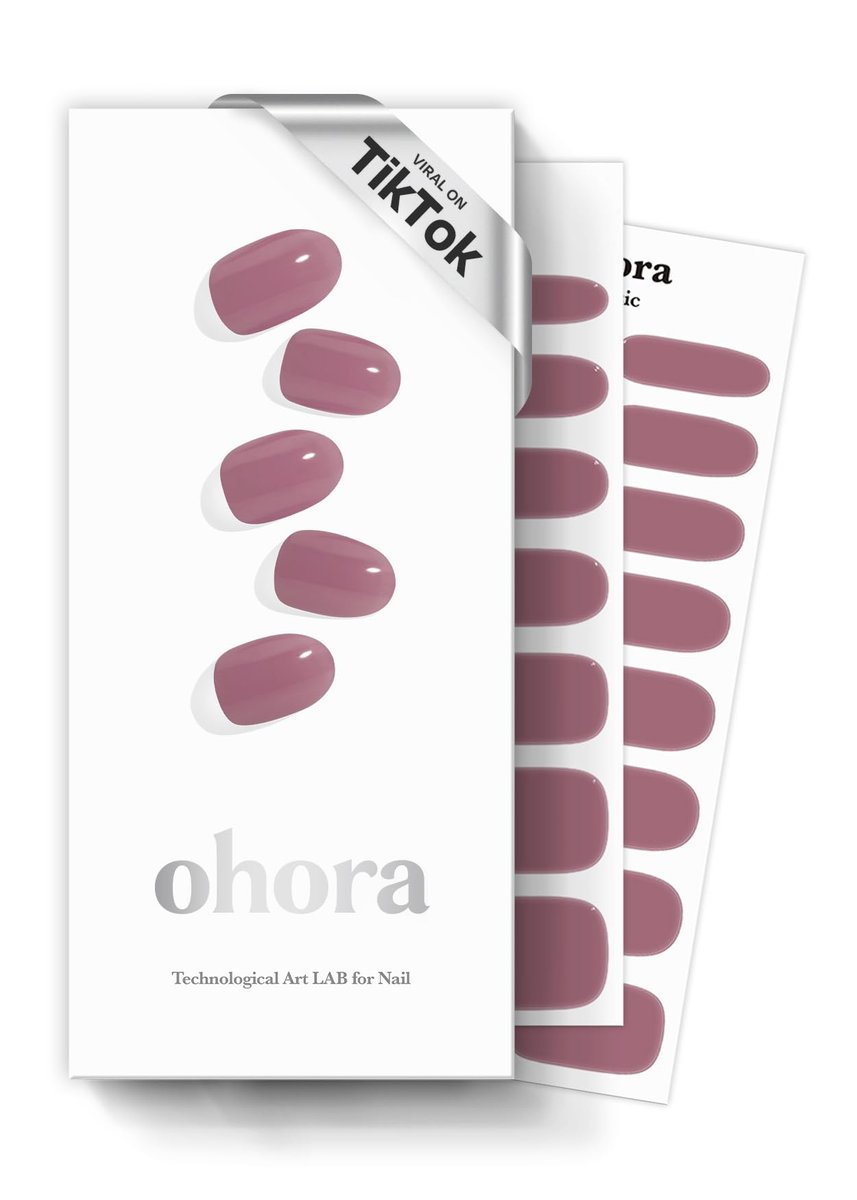 Ohora Semi-Cured Gel-Nagelstreifen (N Bare Plum) – Salonqualität, langanhaltend, einfach aufzutragen & zu entfernen – inkl. 2 Vorbereitungspads, Nagelfeile & Holzstab