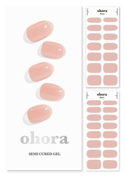 ohora Semi Cured Gel Nail Strips (N Bare Apricot) – Nude, Solide, Salonqualität, langanhaltend, einfache Anwendung & Entfernung, inkl. 2 Vorbereitungspads, Nagelfeile & Holzstäbchen
