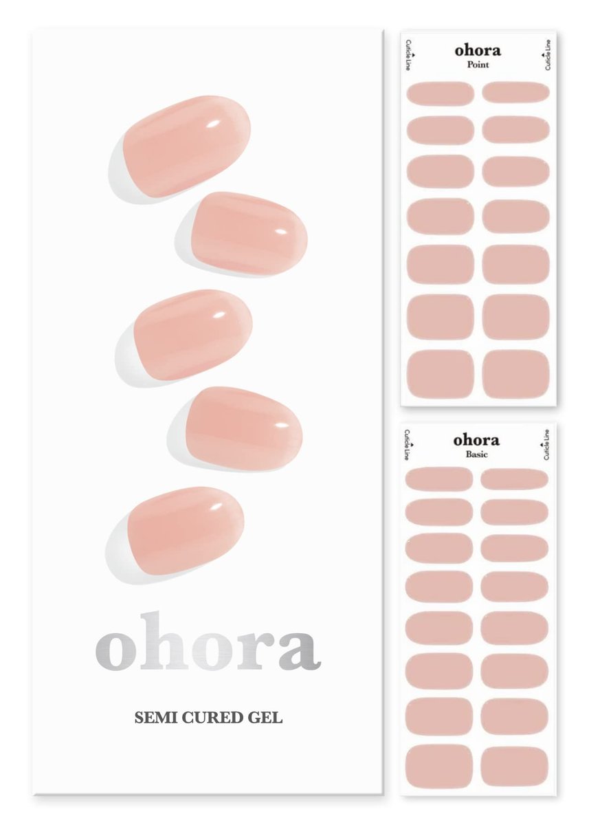 ohora Semi Cured Gel Nail Strips (N Bare Apricot) – Nude, Solide, Salonqualität, langanhaltend, einfache Anwendung & Entfernung, inkl. 2 Vorbereitungspads, Nagelfeile & Holzstäbchen