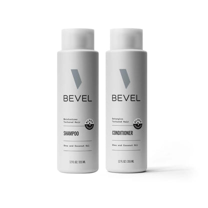 Bevel Shampoo und Conditioner Set für Männer - Haarpflege-Set mit Sheabutter und Kokosöl für feuchtigkeitsspendende und entwirrende Texturen - 2 x 355 ml